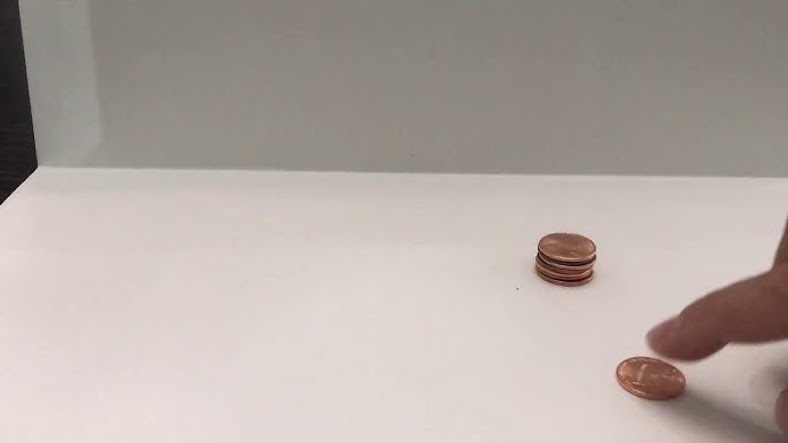 Coin inertia, science experiment for children Coin inertia, science experiment for children