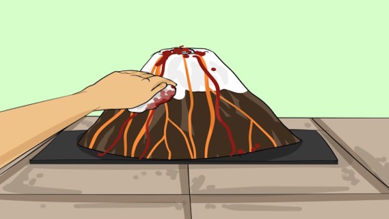 Create a volcanic eruption with baking soda and vinegar Create a volcanic eruption with baking soda and vinegar