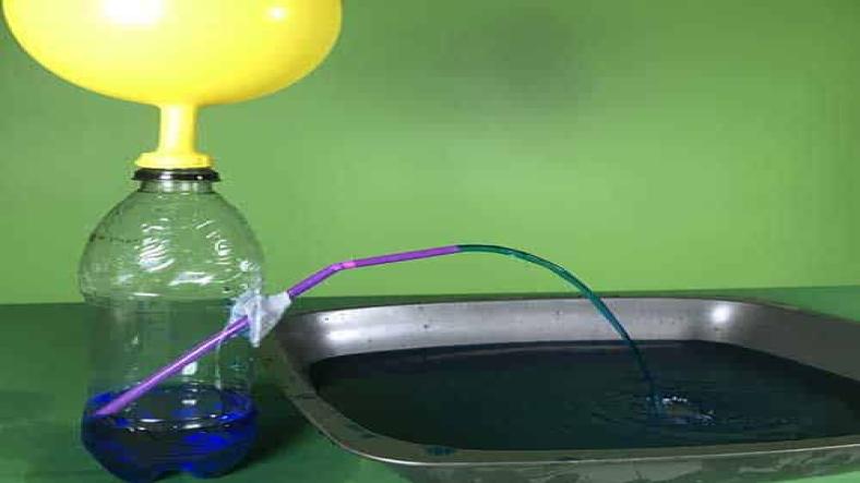 Create a water fountain using air pressure, science experiment for children Create a water fountain using air pressure, science experiment for children