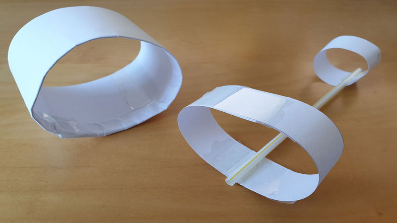 Hoop and straw airplane, kids science experiment Hoop and straw airplane, kids science experiment
