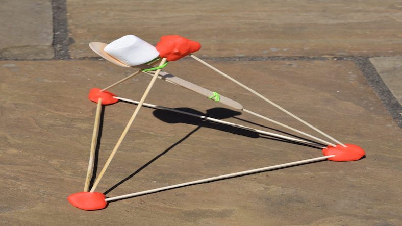 Marshmallow catapult, science experiment for children Marshmallow catapult, science experiment for children