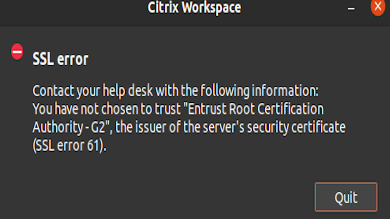 Fix SSL error 61 in Citrix Web Receiver on Ubuntu Fix SSL error 61 in Citrix Web Receiver on Ubuntu