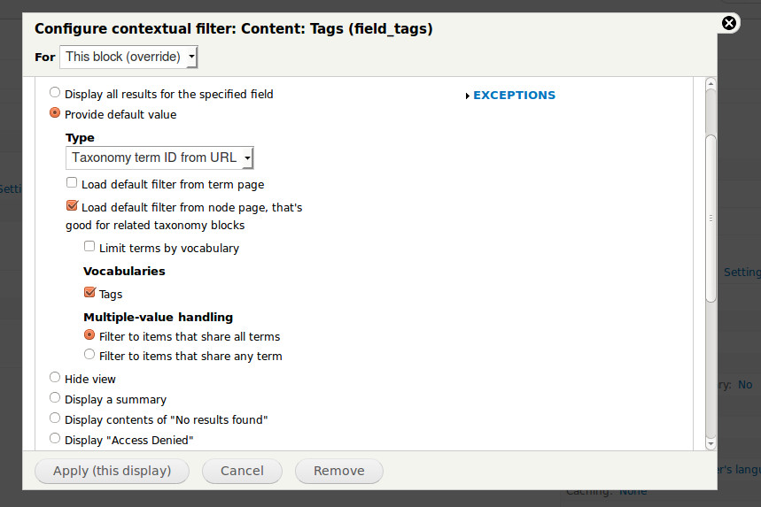 add a contextual filter